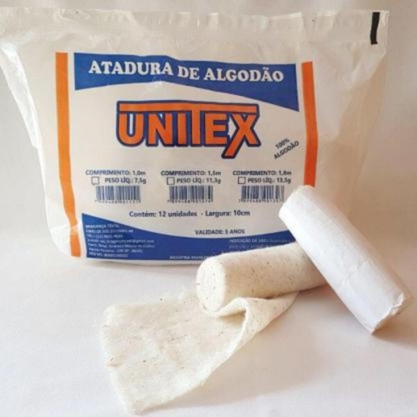 ATADURA DE ALGODÃO ORTOPEDICO 15 CM X 1,0 M.- UNITEX PCT C/12 UN ATADURA DE ALGODÃO ORTOPEDICO 15 CM X 1,0 M.- UNITEX PCT C/12 UN