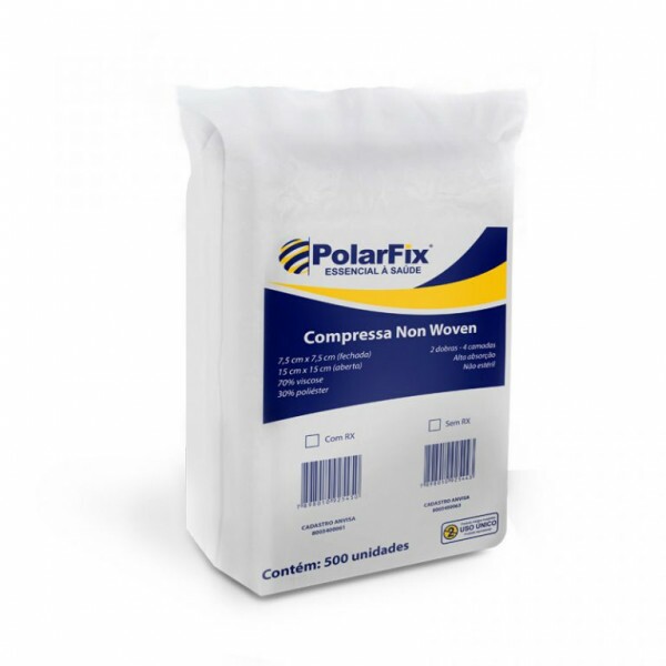 COMPRESSA CIRURGICA NON WOVEN NAO EST. 7,5CMX7,5CM S/RX C/500 UNIDADES -POLAR FIX -F08120