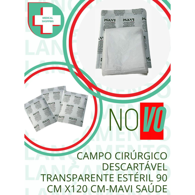 CAMPO CIRÚRGICO DESCARTÁVEL TRANSPARENTE ESTÉRIL 90 CM X 120 CM - MAVI SAÚDE CAMPO CIRÚRGICO DESCARTÁVEL TRANSPARENTE ESTÉRIL 90 CM X 120 CM - MAVI SAÚDE